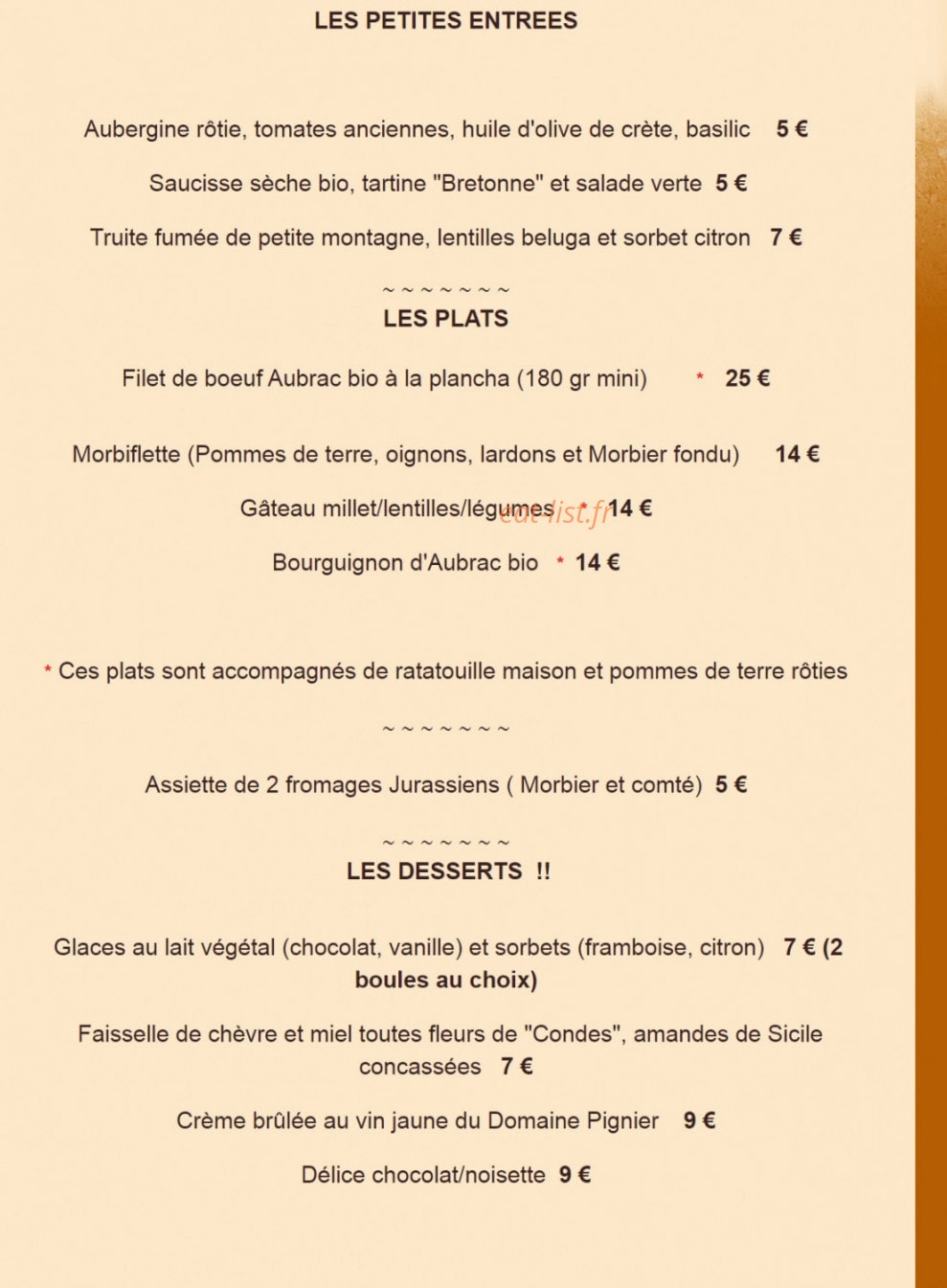 Bistrot des Terrasses — carte page 2