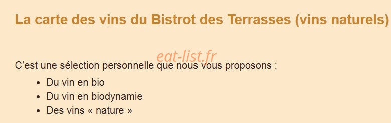Bistrot des Terrasses — carte page 3
