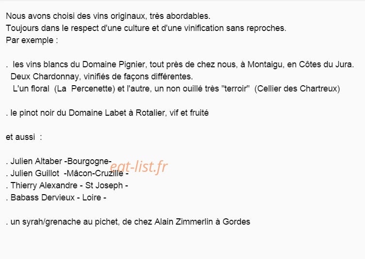 Le Bistrot des Terrasses — carte page 2