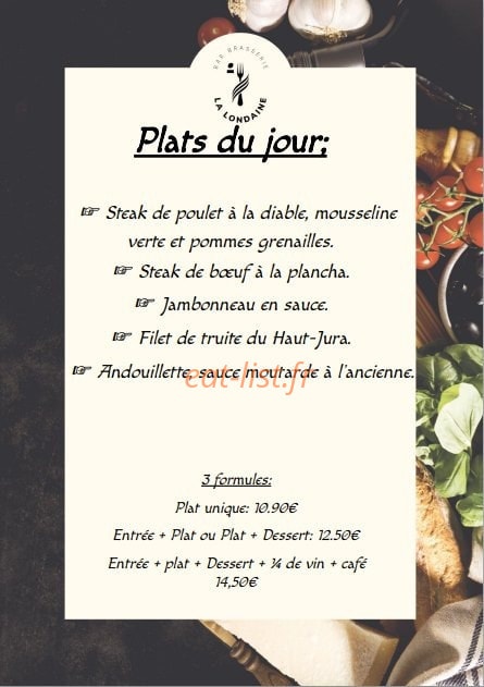 Brasserie de la Londaine — carte page 1