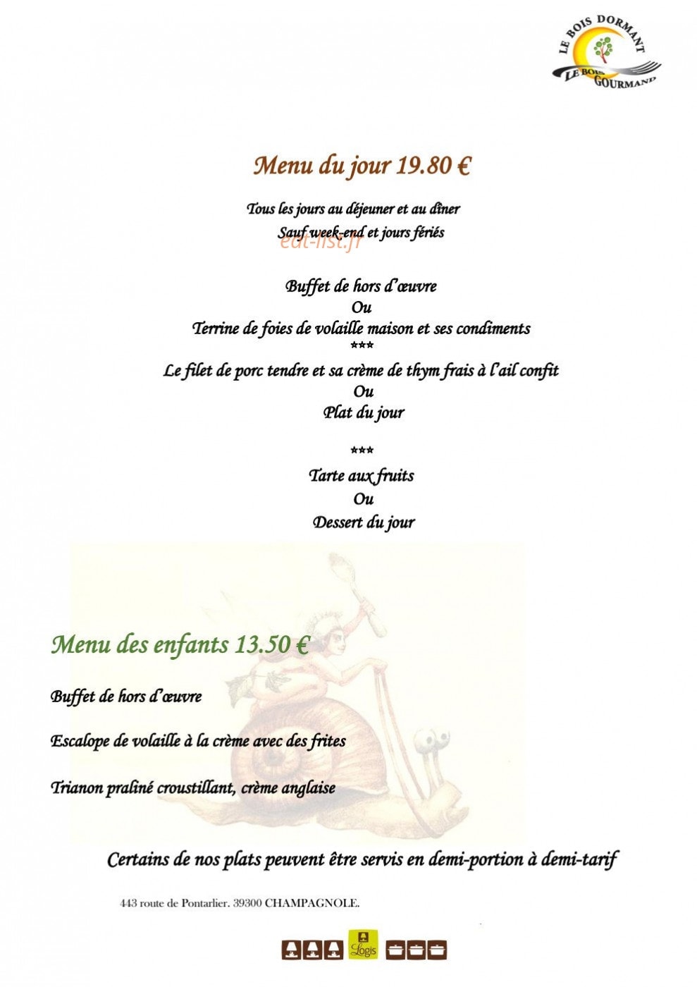 Le Bois Gourmand — carte page 7