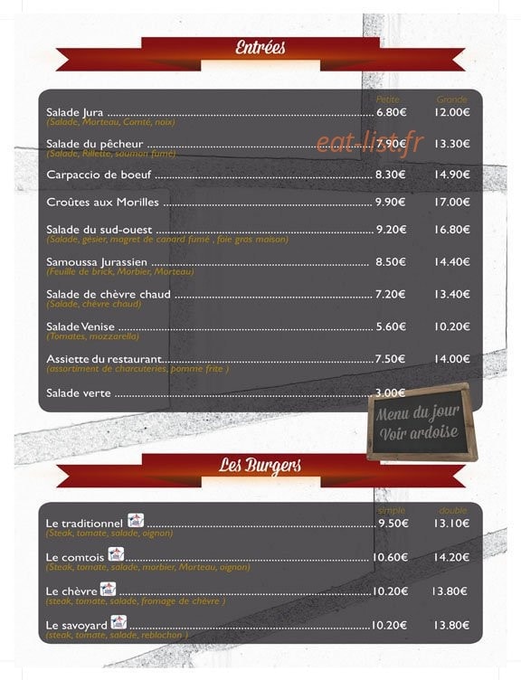 Le restaurant — carte page 2