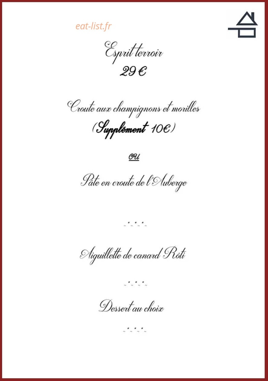 Auberge Des Gourmets — carte page 1