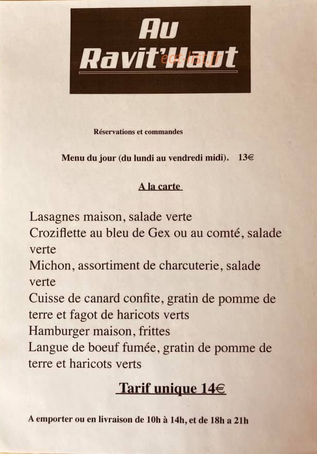 Au Ravit'haut — carte page 1