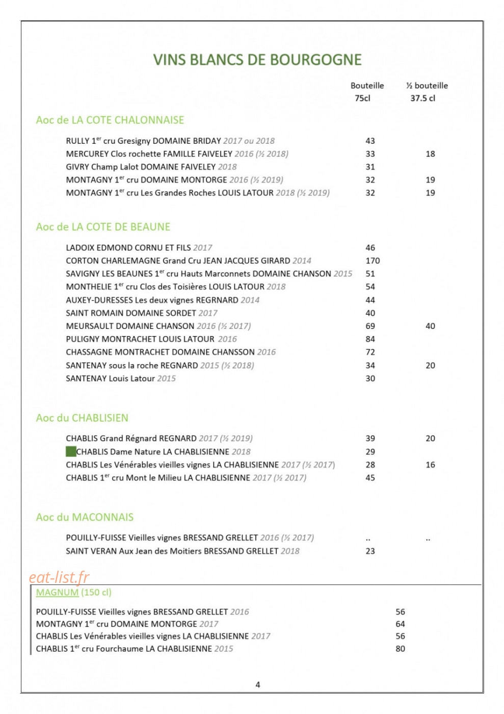 Hôtel Restaurant Le Pré Fillet — carte page 8