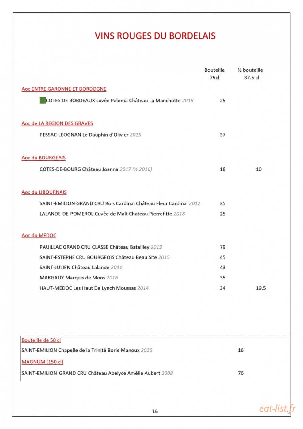 Hôtel Restaurant Le Pré Fillet — carte page 20