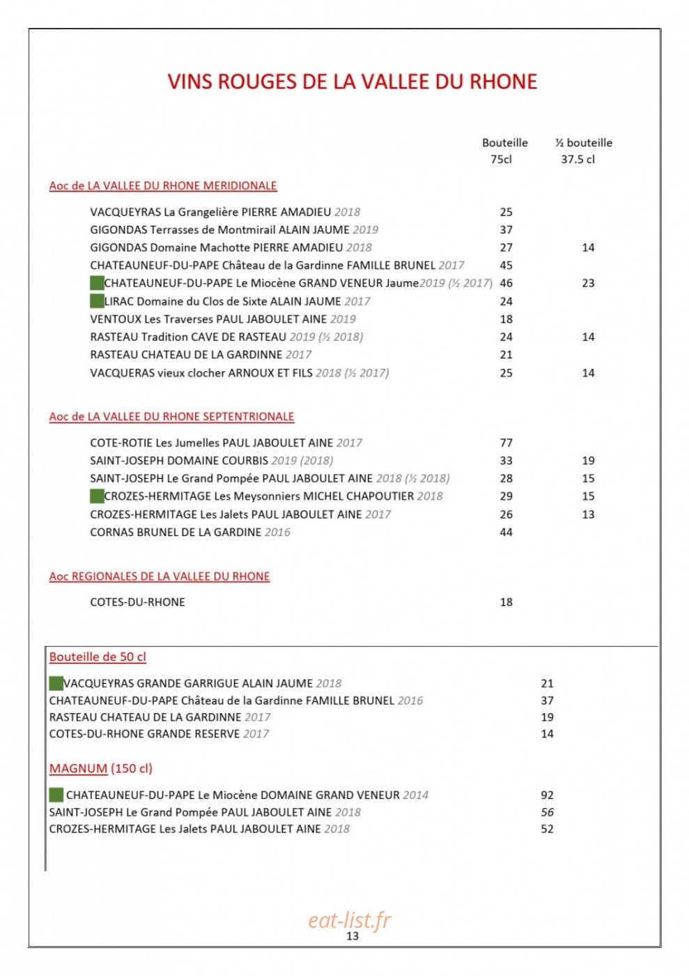 Hôtel Restaurant Le Pré Fillet — carte page 17