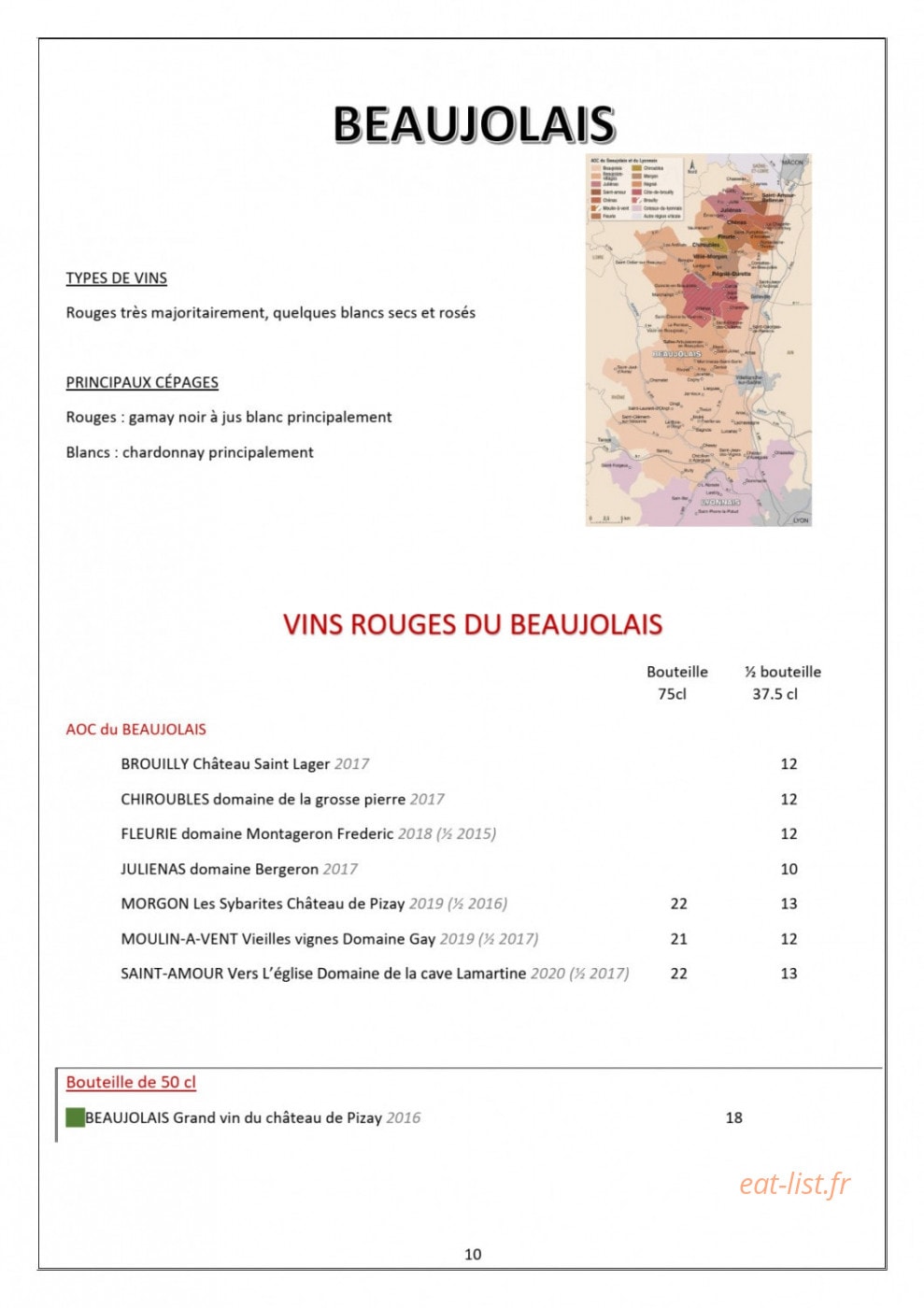 Hôtel Restaurant Le Pré Fillet — carte page 14