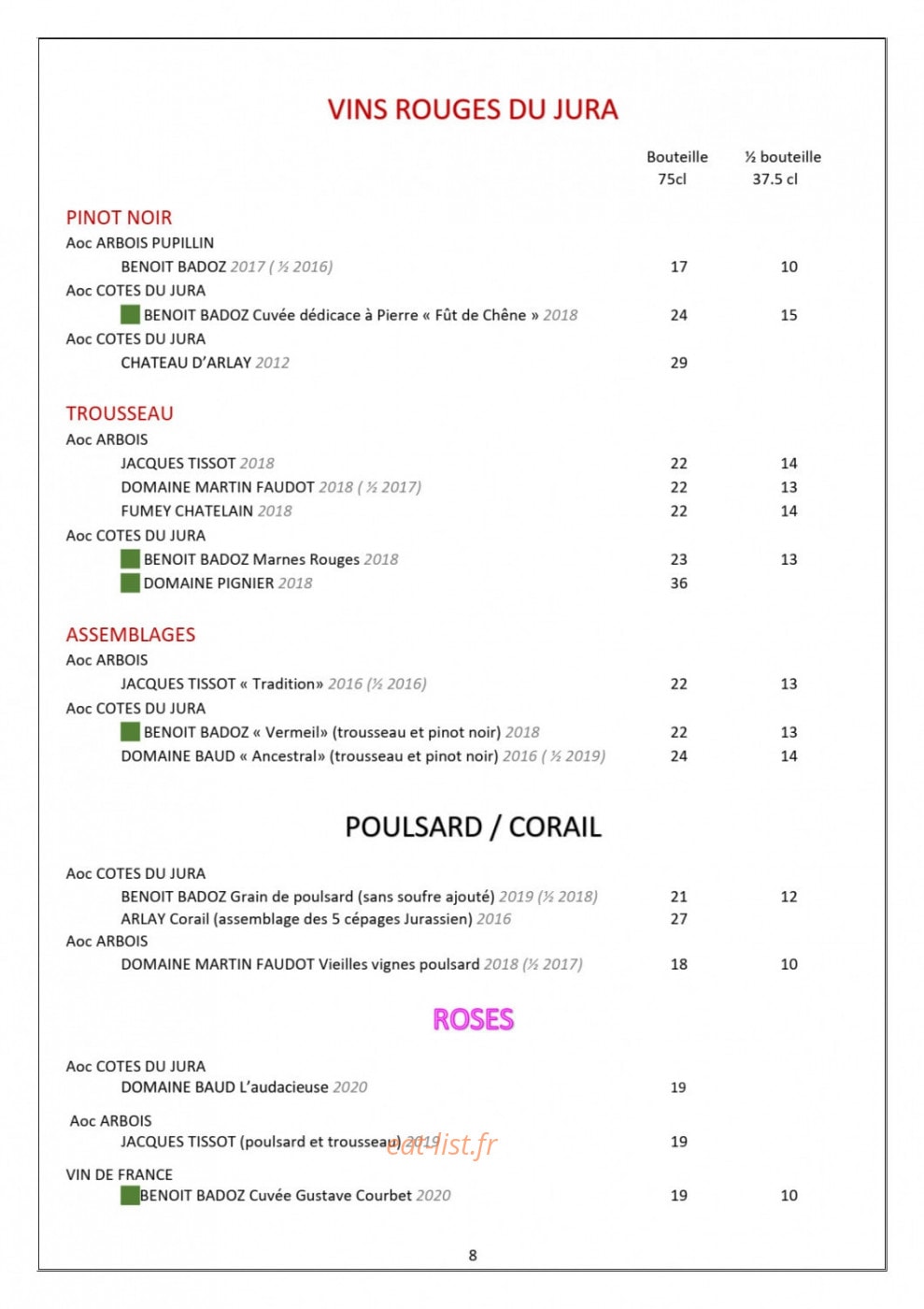 Hôtel Restaurant Le Pré Fillet — carte page 12