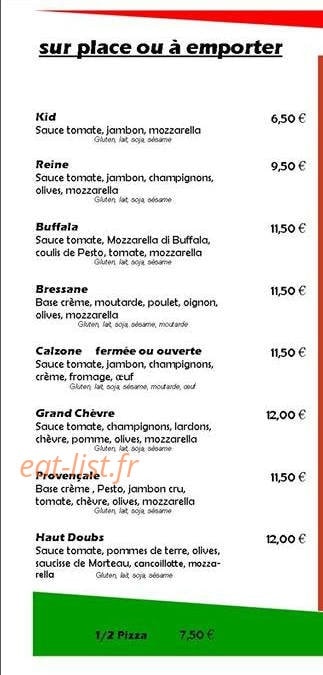 La Pizz Nocchio — carte page 1