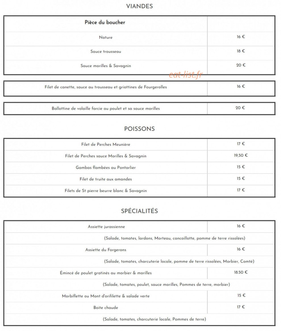Auberge des Forgerons — carte page 4