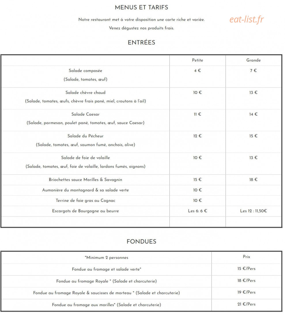 Auberge des Forgerons — carte page 1