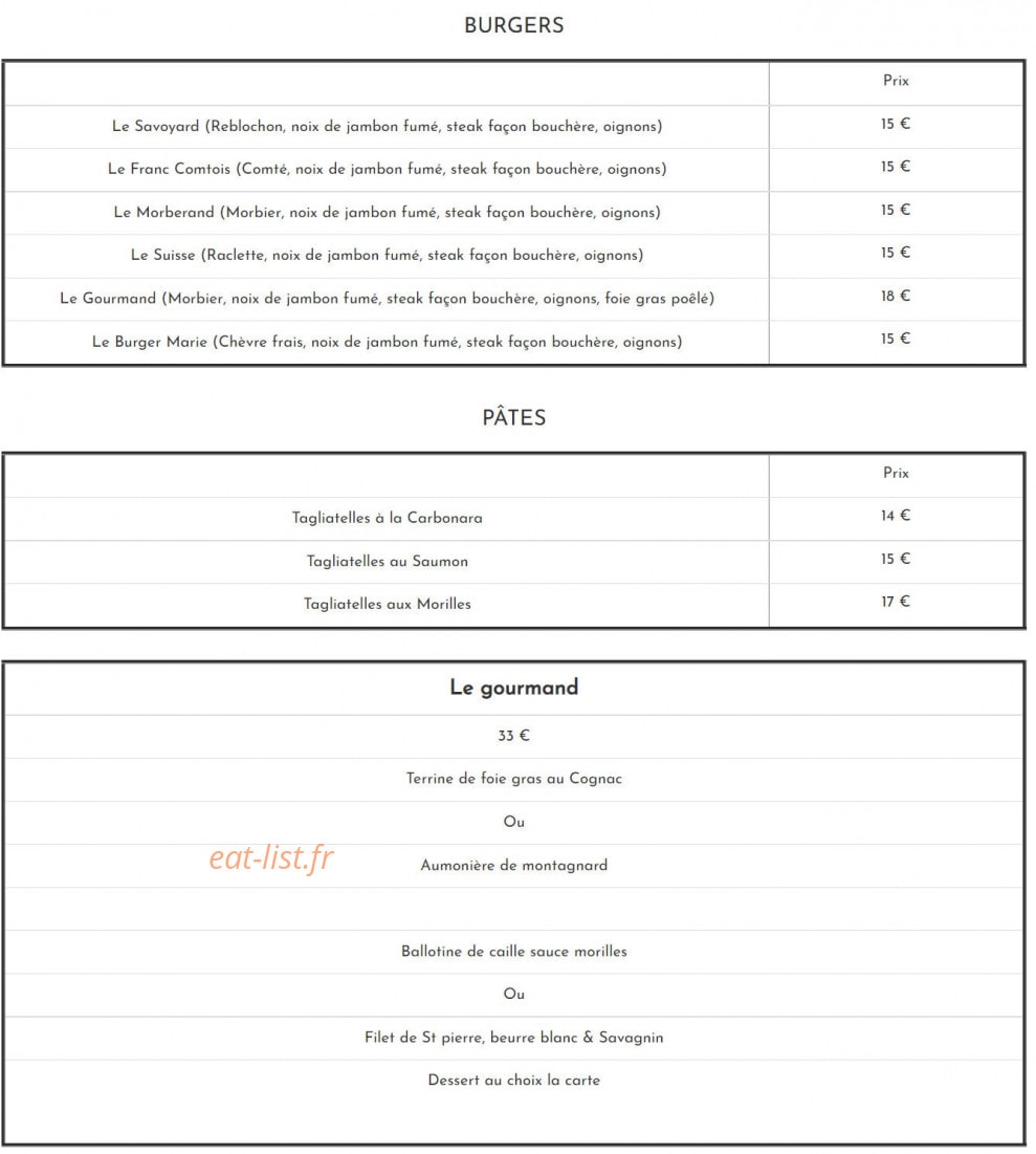 Auberge des Forgerons — carte page 2