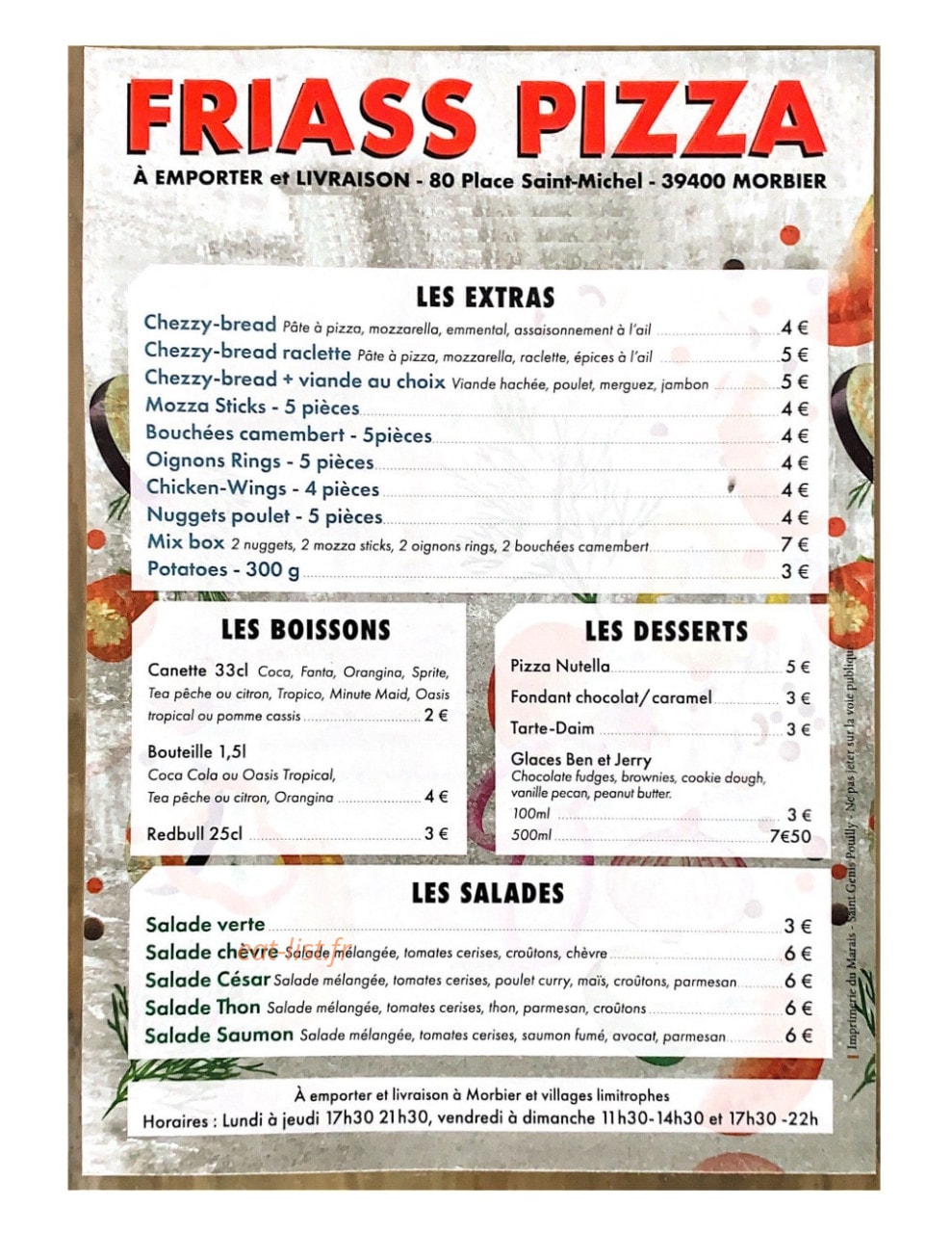 Friass pizza — carte page 2