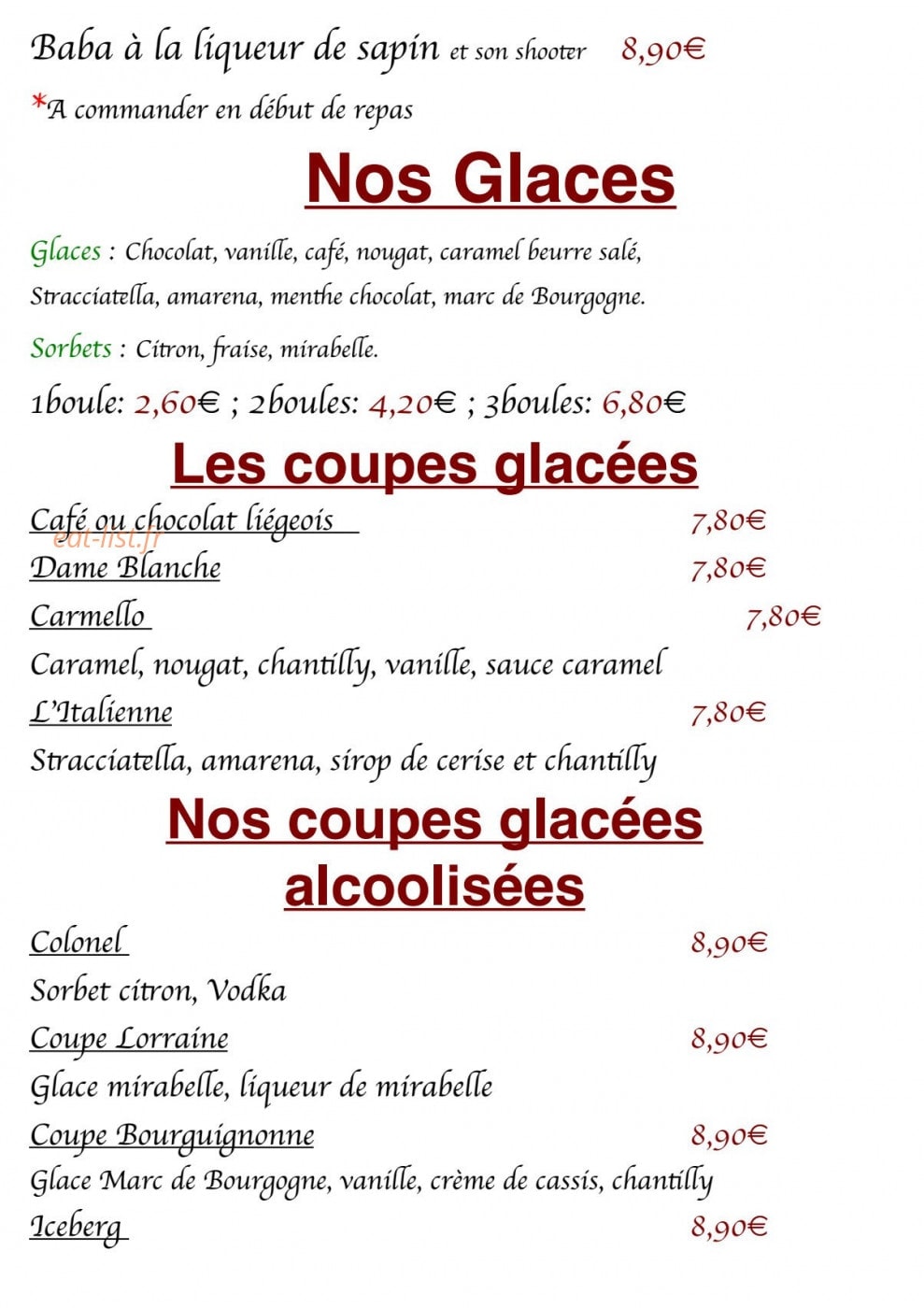 La Taverne — carte page 6