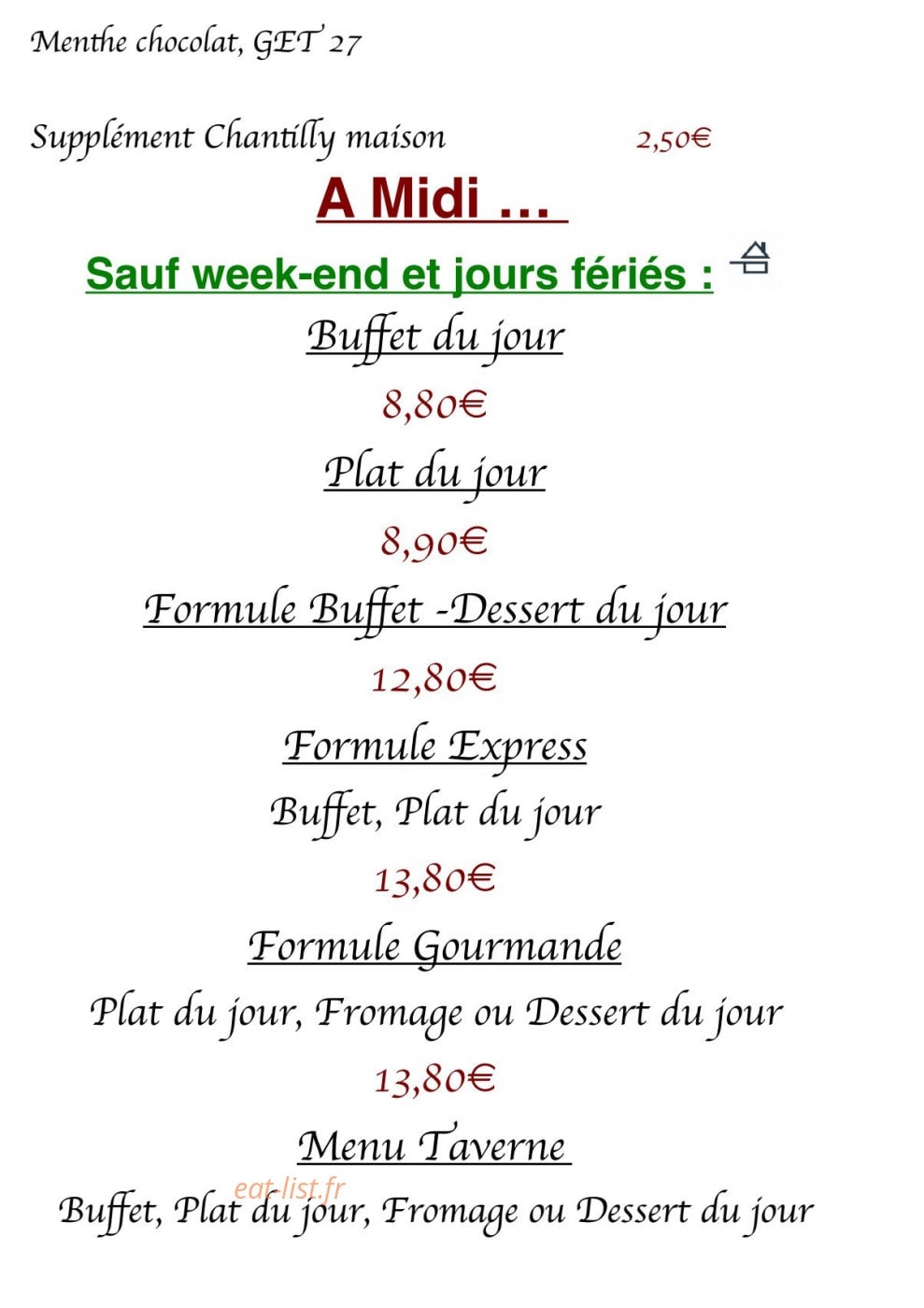 La Taverne — carte page 7