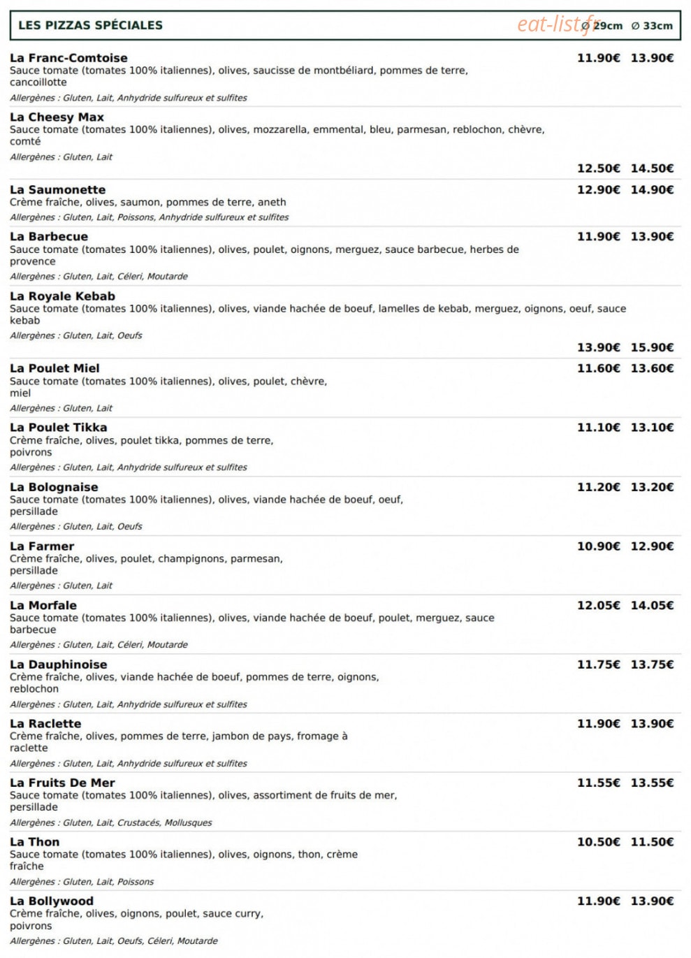Le Kiosque à Pizzas — carte page 3