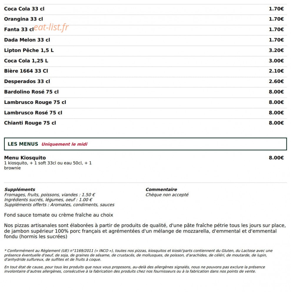 Le Kiosque à Pizzas — carte page 5