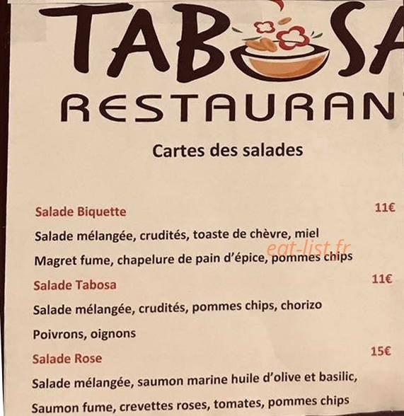 Restaurant Tabosa — carte page 3