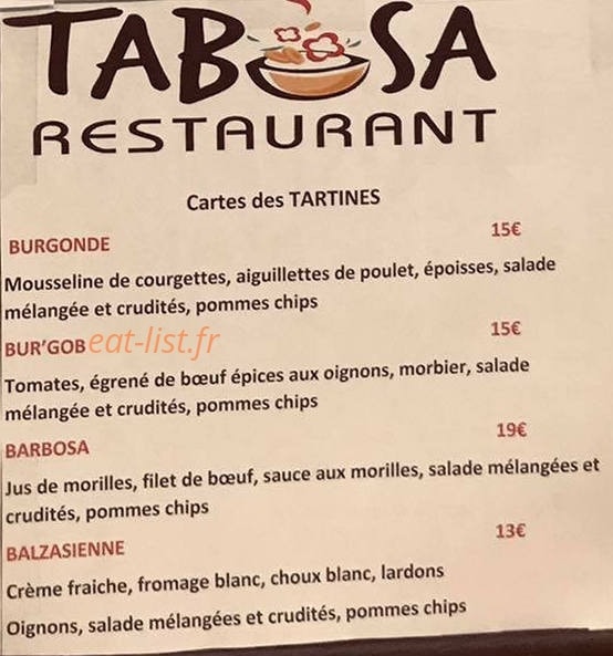 Restaurant Tabosa — carte page 4