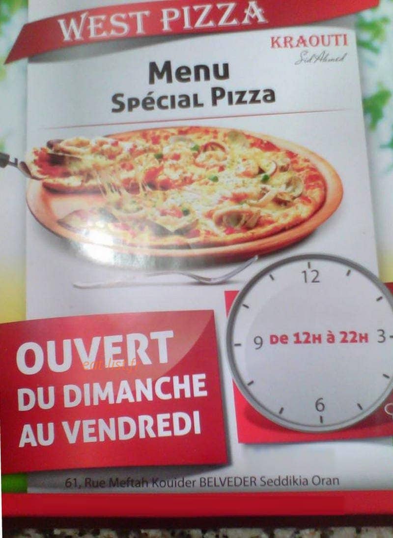 West Pizza — carte page 1