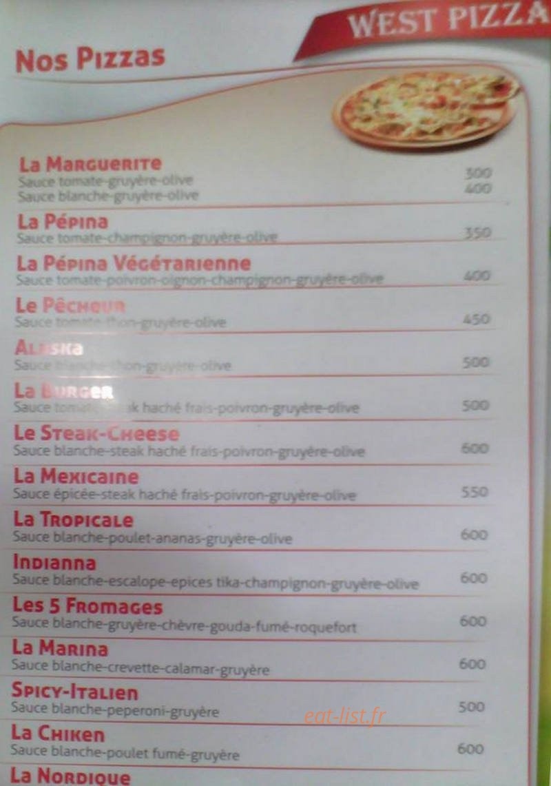 West Pizza — carte page 2