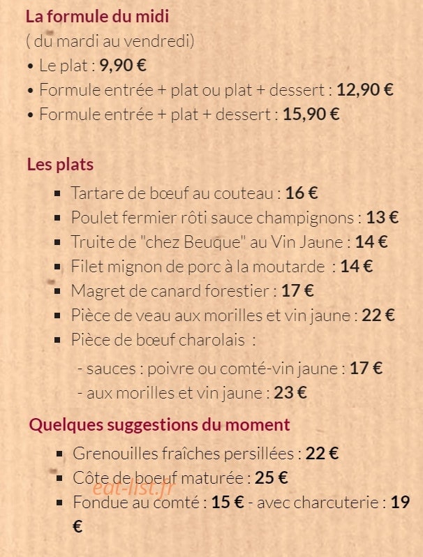 Le Bistro d'Hugo — carte page 1