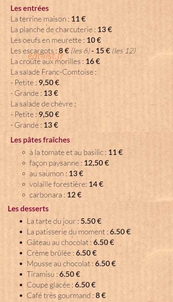 Le Bistro d'Hugo — carte page 2