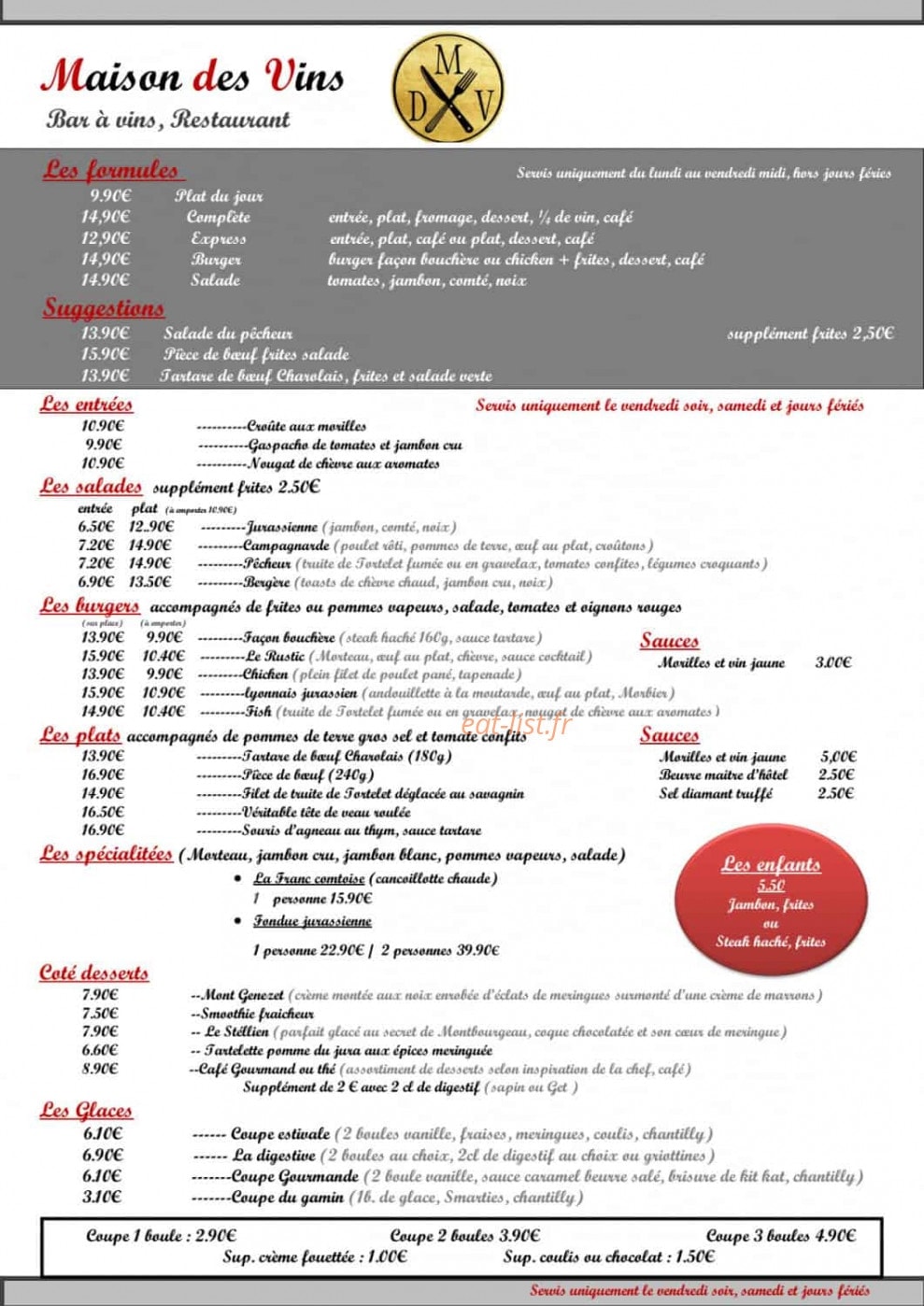 Maison des vins — carte page 1