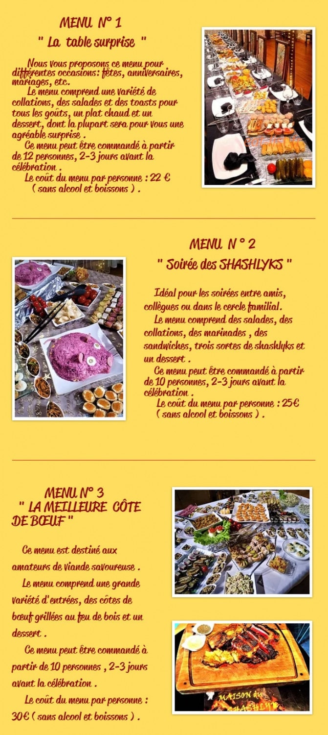 Maison du Shashlyk — carte page 4