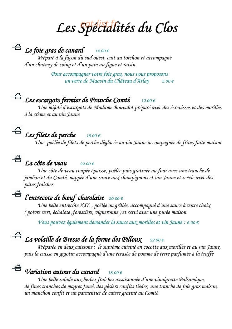 Le Clos Fleuri — carte page 2
