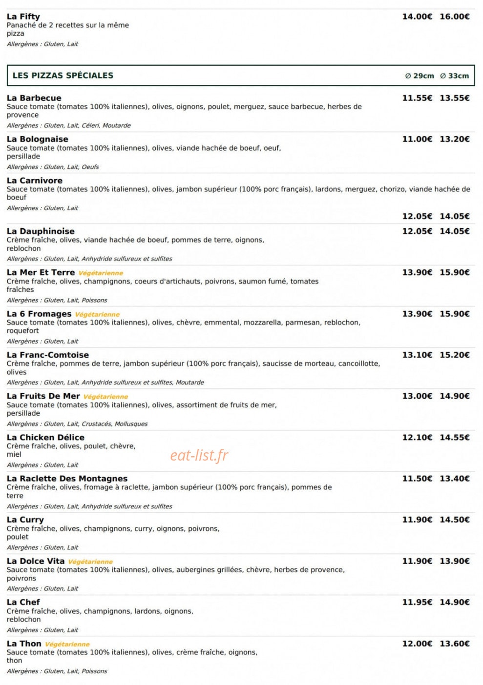 Le kiosque à pizzas — carte page 3