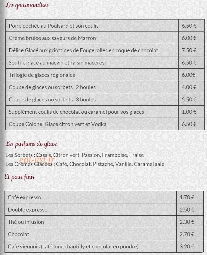 Hostellerie des Monts Jura — carte page 5