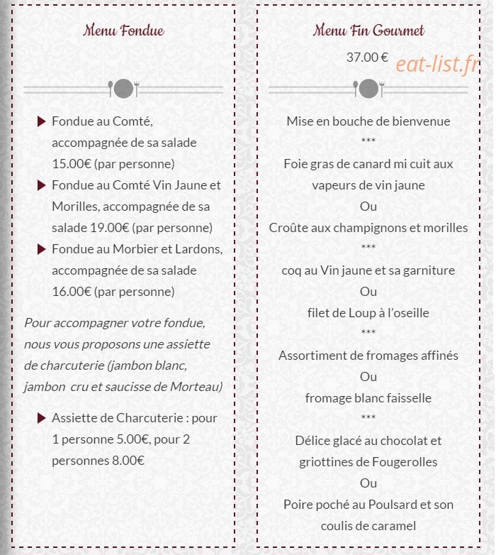 Hostellerie des Monts Jura — carte page 2