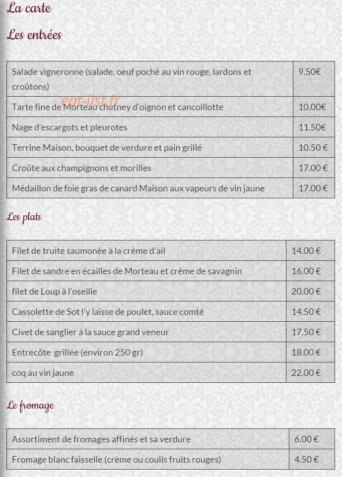 Hostellerie des Monts Jura — carte page 4