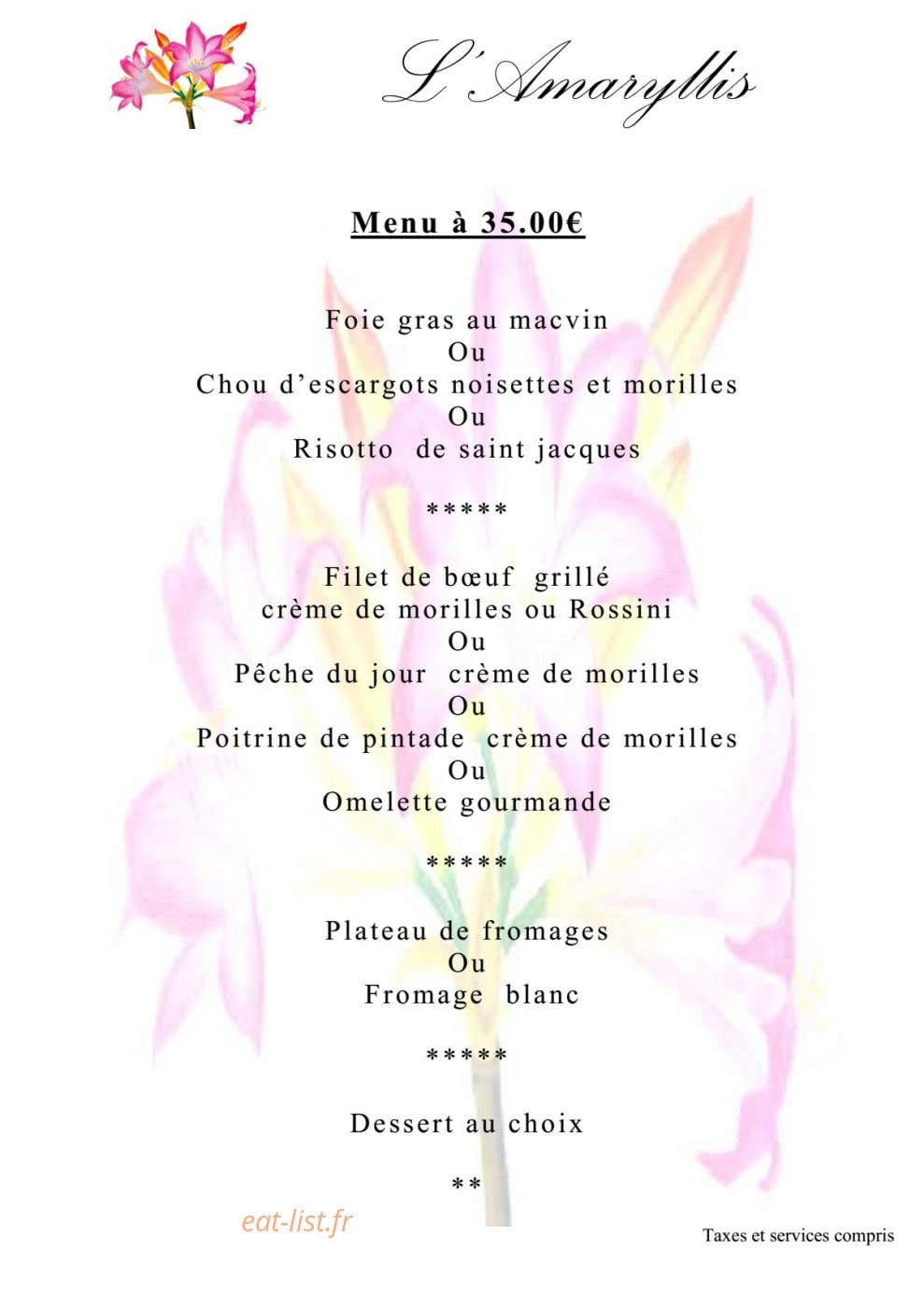 L'Amaryllis — carte page 2