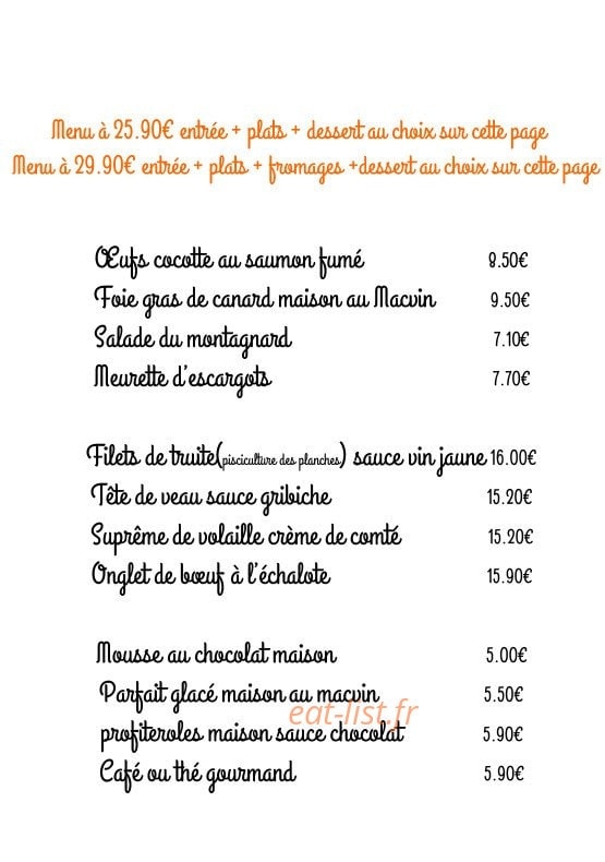 Au Petit Jurassien — carte page 4