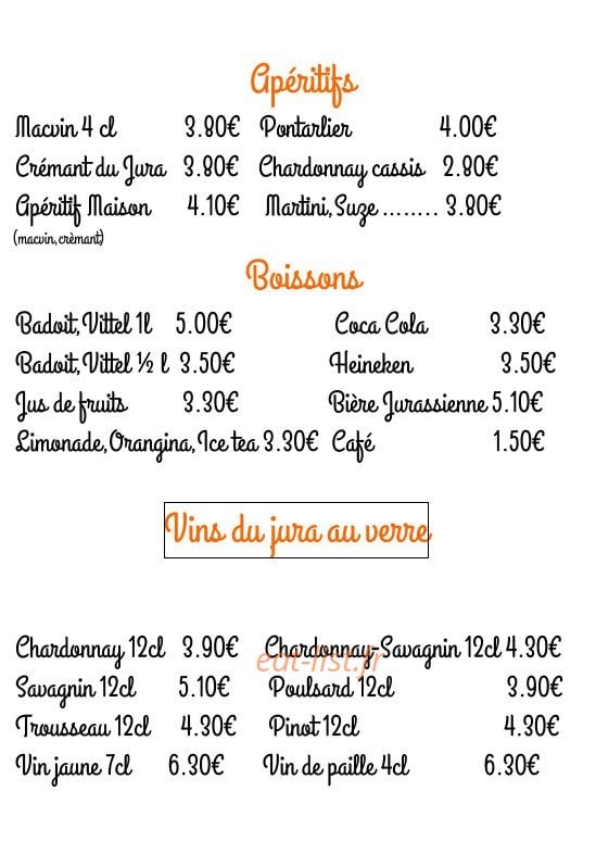 Au Petit Jurassien — carte page 8