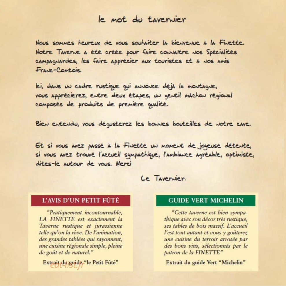 La Finette Taverne — carte page 2