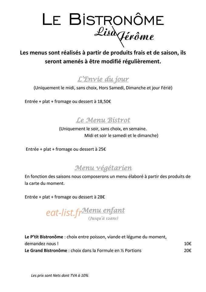 Le Bistronôme — carte page 1