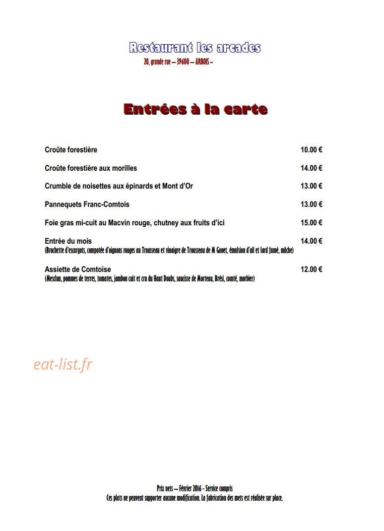 Les Arcades — carte page 1