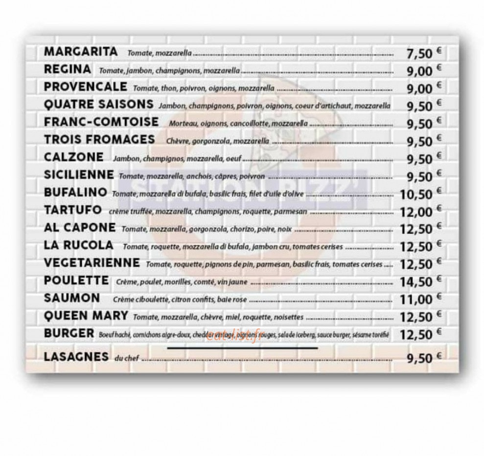 Station pizz' — carte page 1