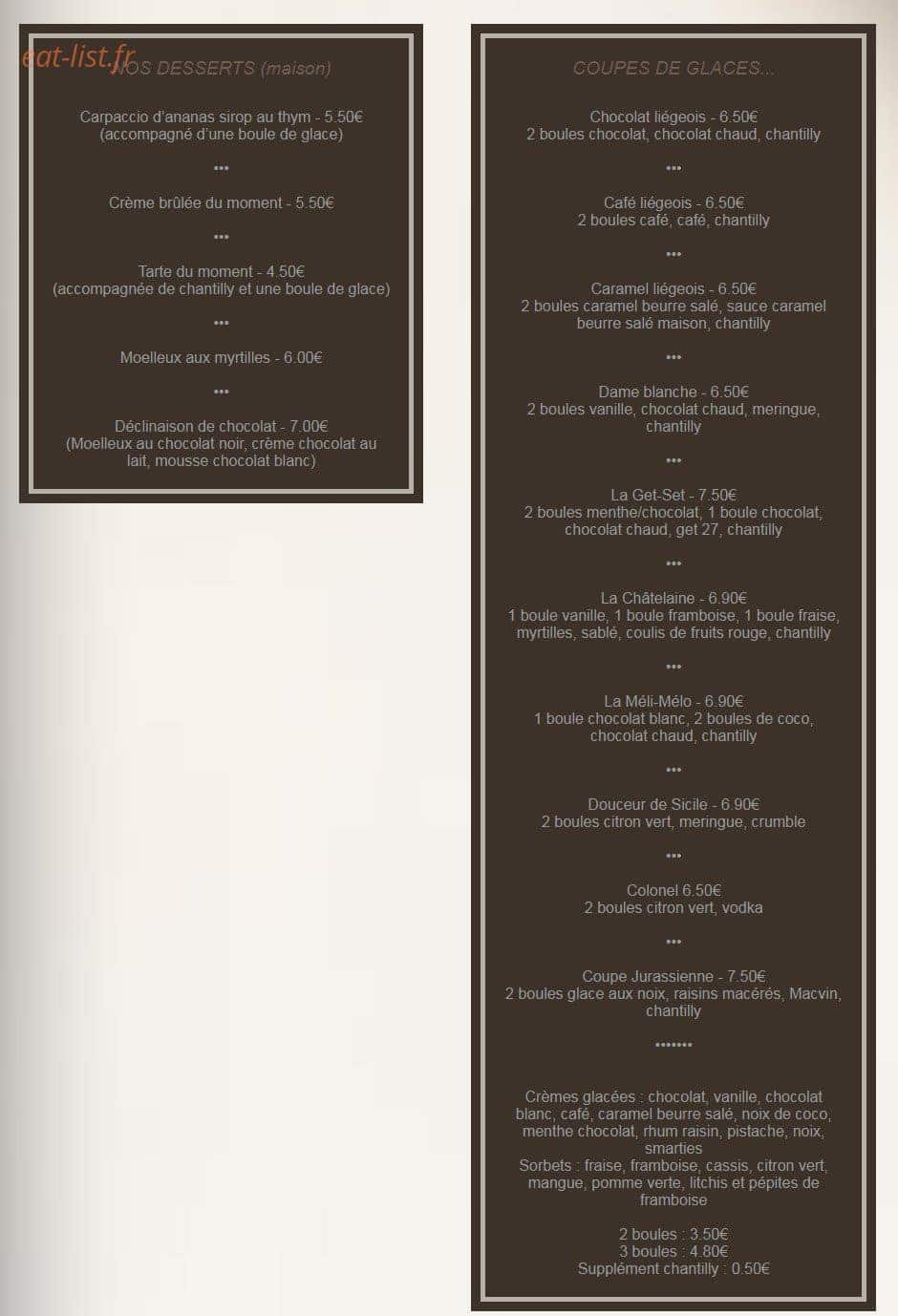 Restaurant Le Fer à Cheval Menu Le Fer à Cheval à La Chatelaine - menu et photos