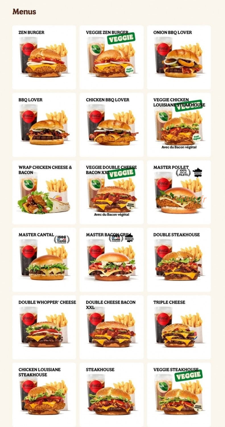 Burger King — carte page 3