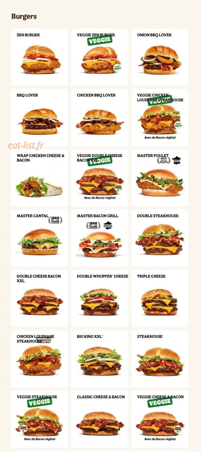 Burger King — carte page 5