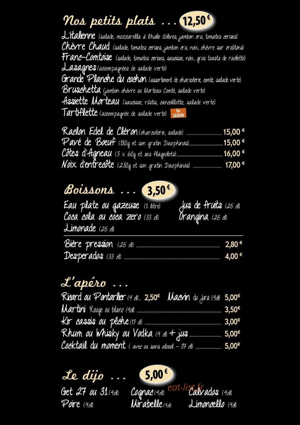 Pizzeria L'unique — carte page 4