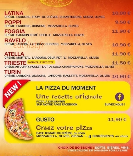 Étape Pizza — carte page 2