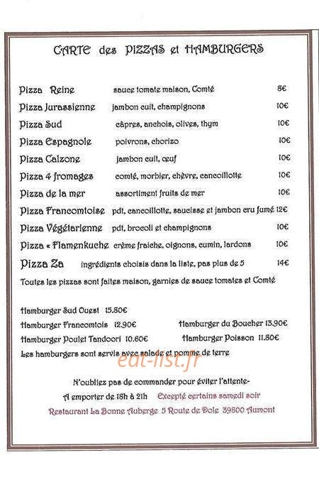 La Bonne Auberge — carte page 2