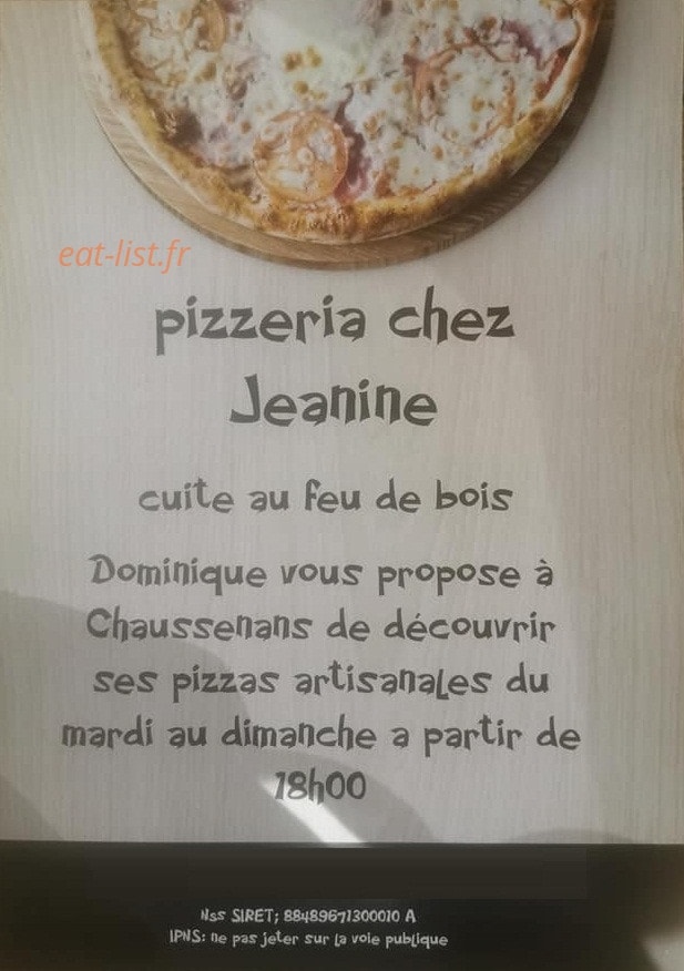 Pizza chez Jeanine — carte page 1