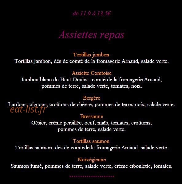 Aux Platanes — carte page 1